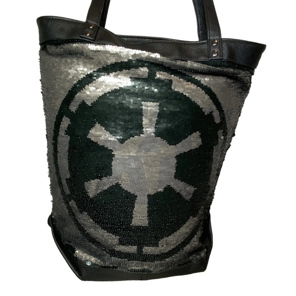 Disney Parks Star Wars Large Tote Bag 2 Sided Purse Flip Sequin w/ 4 Logo Design - Picture 5 of 16